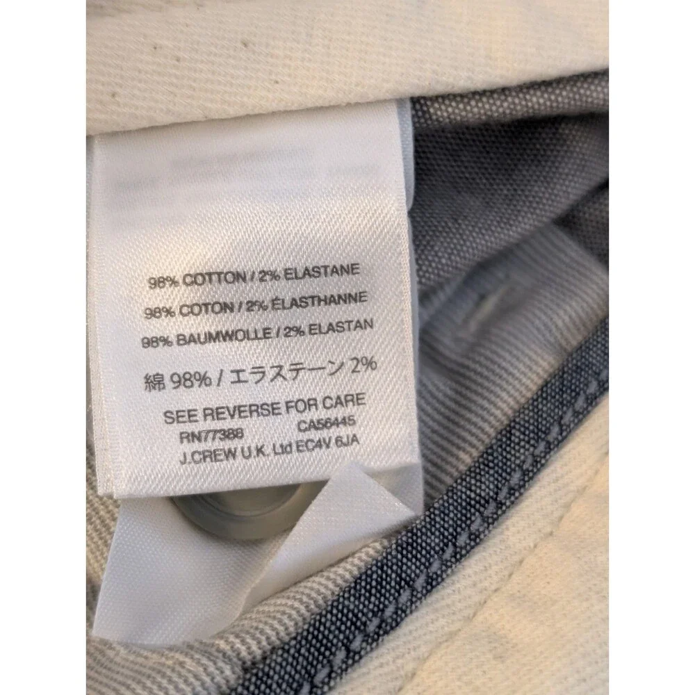 NWT J.Crew 770 Straight Fit Pants Men 30x34 Gray Stretch Chambray Chino G8132